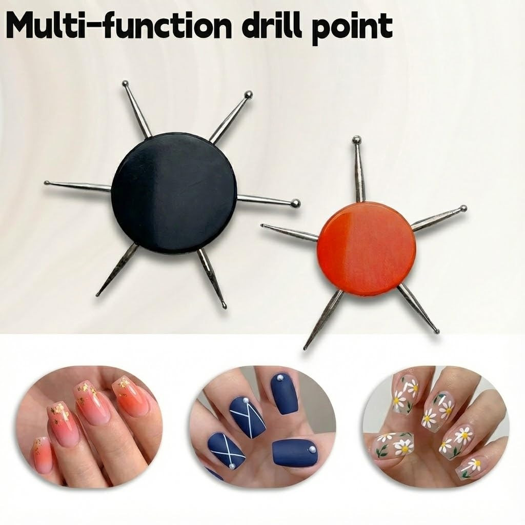 2Pcs Nail Dotting Tool 6 in 1 Circular, Multipurpose Manicure Pen for Pattern Tr