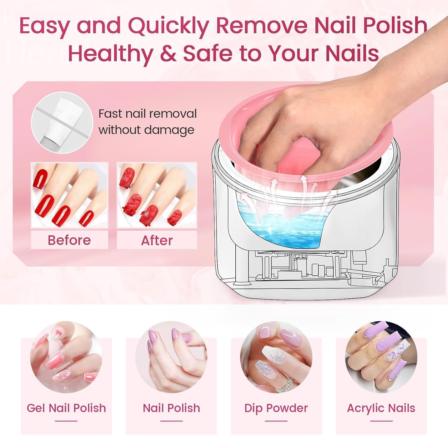 Electric Nail Soaking Bowl for Fast Removal – White