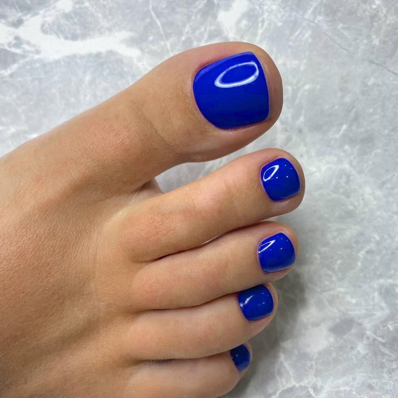 Royal Blue Press on Toes Nails Short Square,Solid Fake Toe Nails Glue