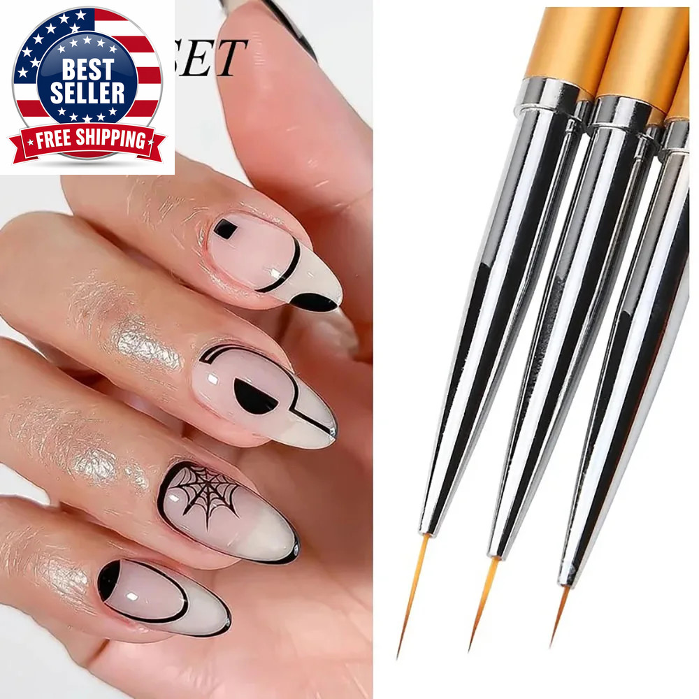 LINMANDA Metal round Top Nail Art Gel Extension Builder Painting Liner Brushes D