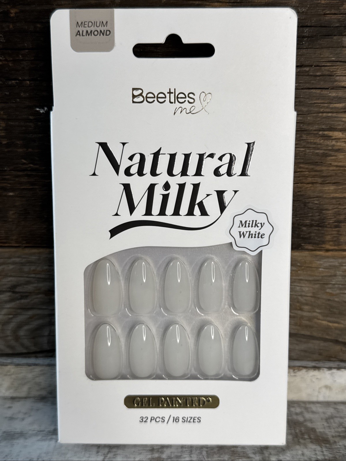 Beetles Natural Milky White Press On Nails Medium Almond | MSRP = $16