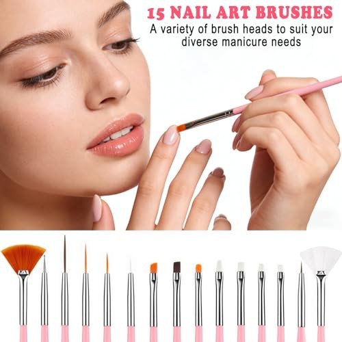 Nail Art Brushes Set, Nail Stand, Liner Pens and Dotting Tool for Nail Art