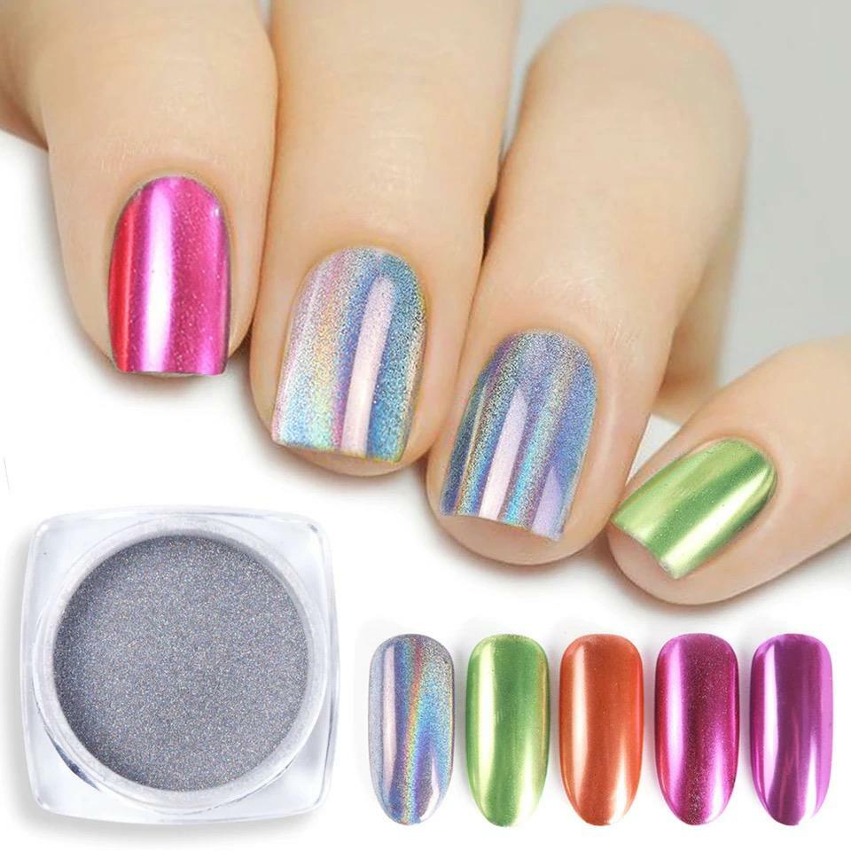UNICORN NAIL CHROME POWDER ROSE GOLD MIRROR PINK RED DUST COLOURS EFFECT PIGMENT
