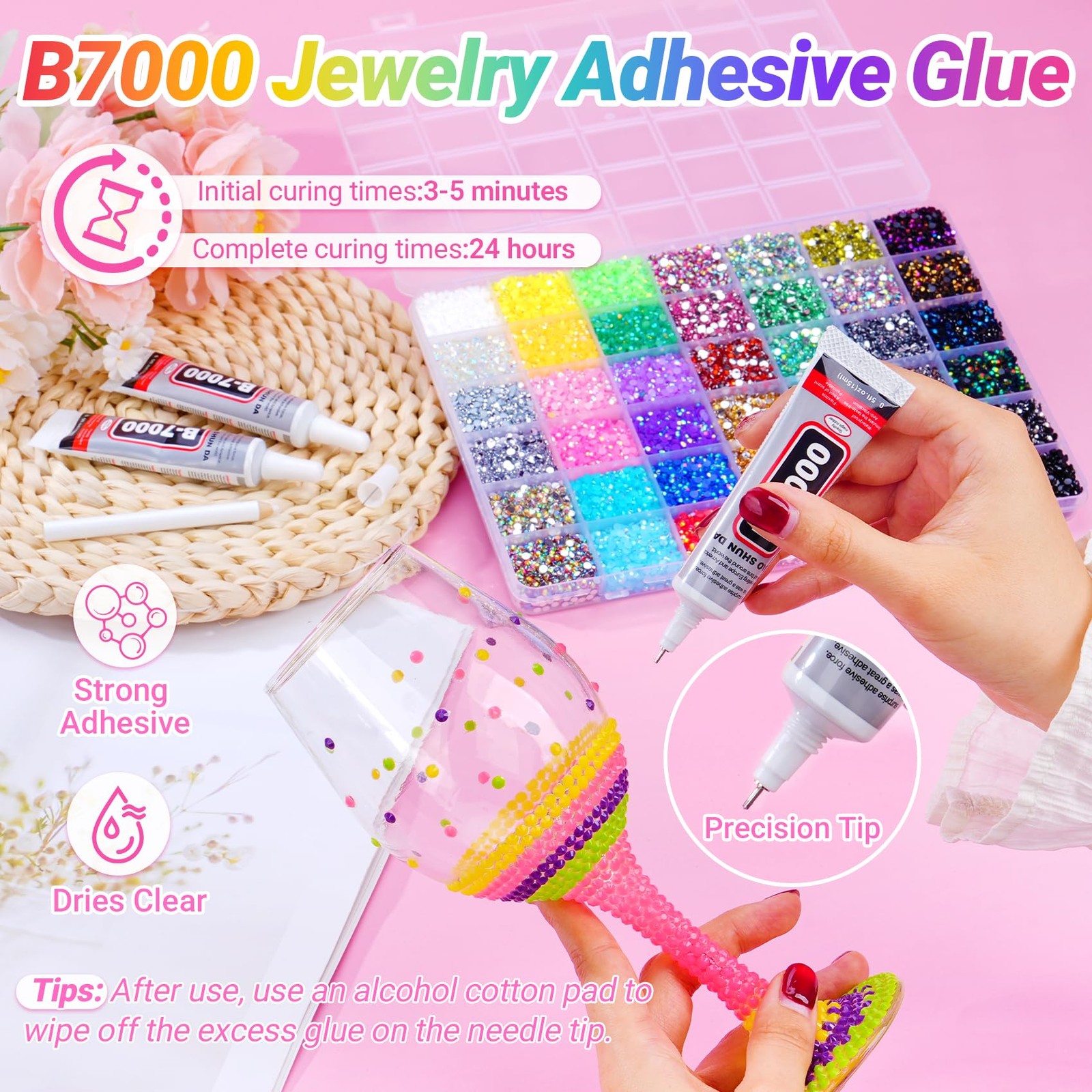 Atifober 46000Pcs 42 Colors Resin Jelly Rhinestones for Bedazzling, 3mm Multi…