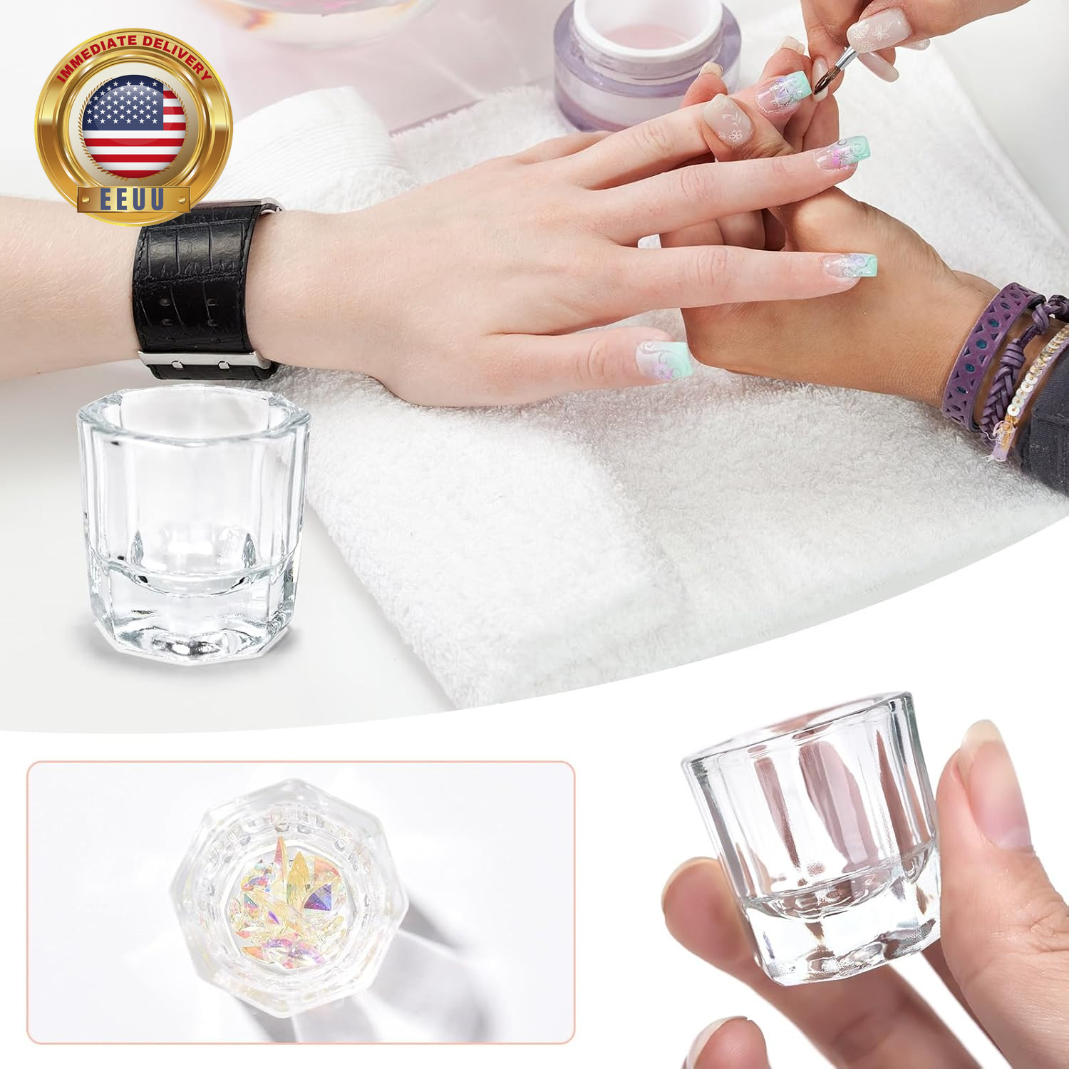 2Pcs Clear Dappen Dish Mini Nail Bowl Nail Monomer Liquid Bowl Nail Dappen Dish