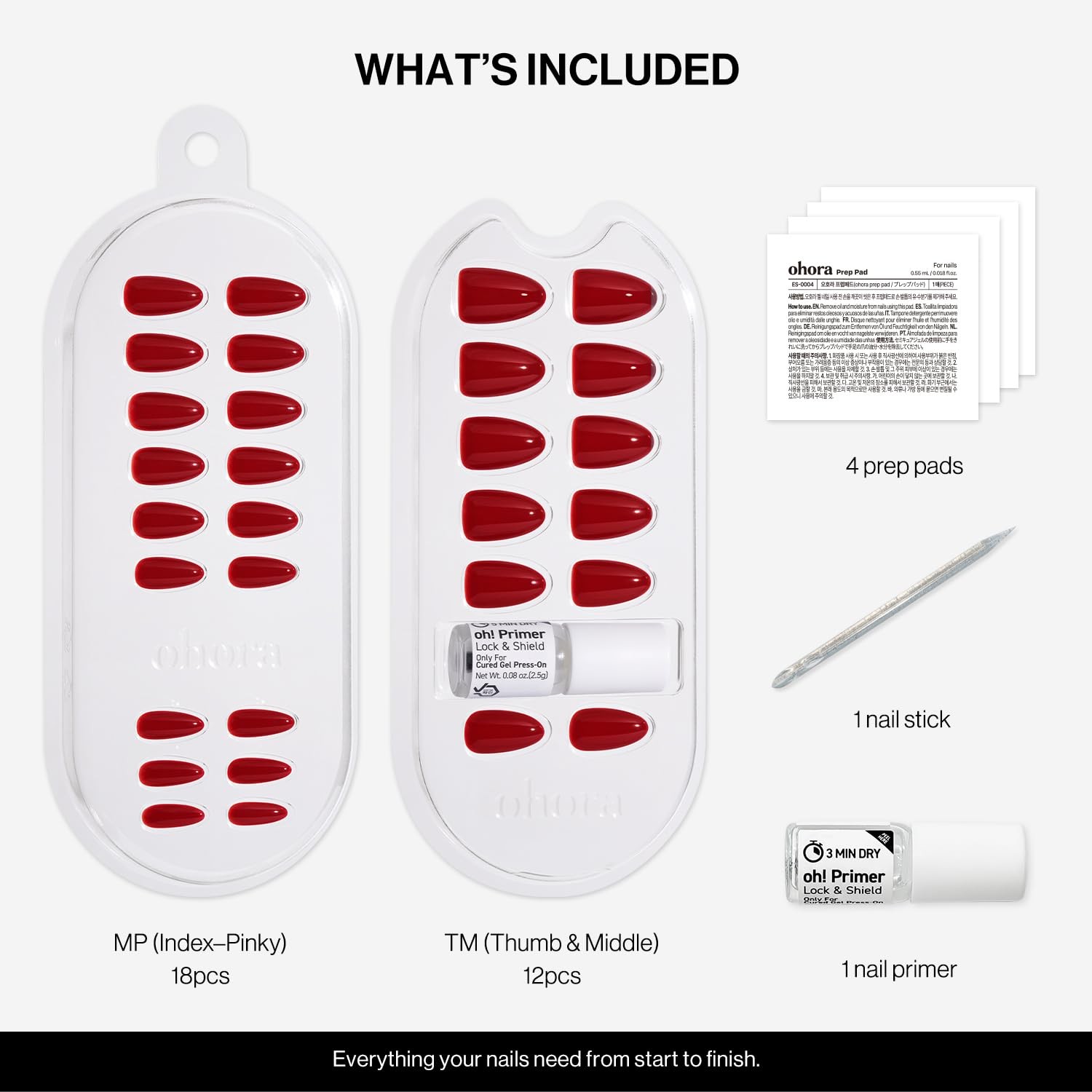 ohora Gel Press On Nails (NP Classic Red) | Short Oval, Solid, Red | 100% Rea…