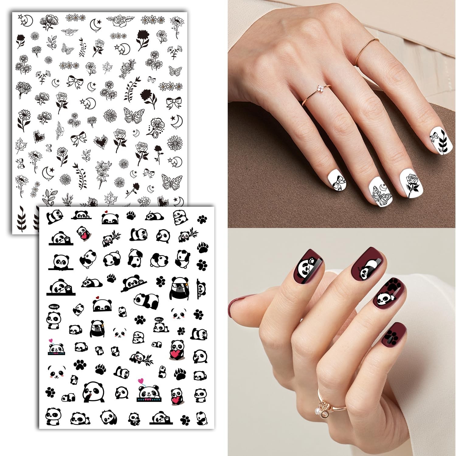 Nail Art Stickers for Women Girls Kids, 18 Sheets Acrylic Decals with Tweezer…