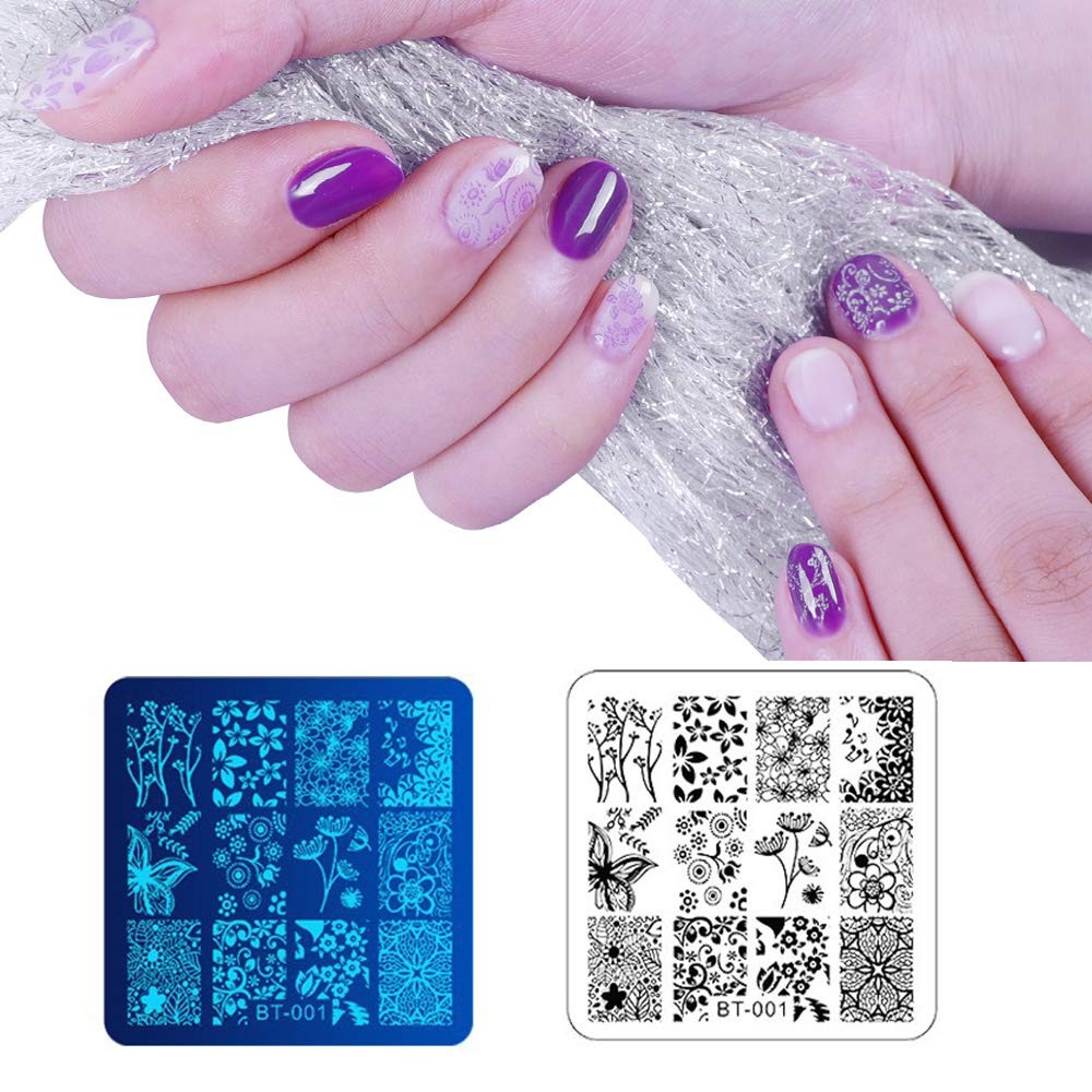 Biutee Nail Stamping Plates Set 12pcs Nail Plates 1stamper 1scraper 1storage …