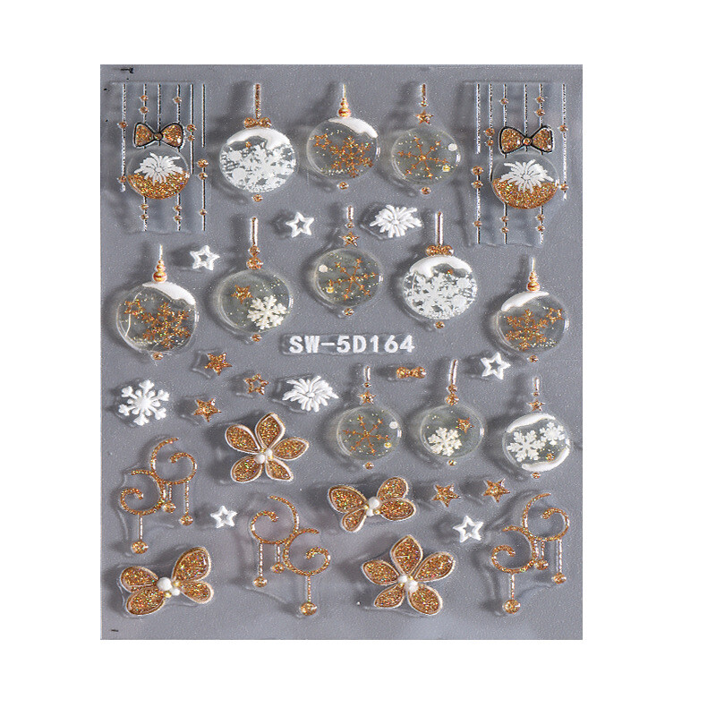 Christmas Nail Art Stickers Snowflake Santa Orinement Decals Self-Adhesive NS53