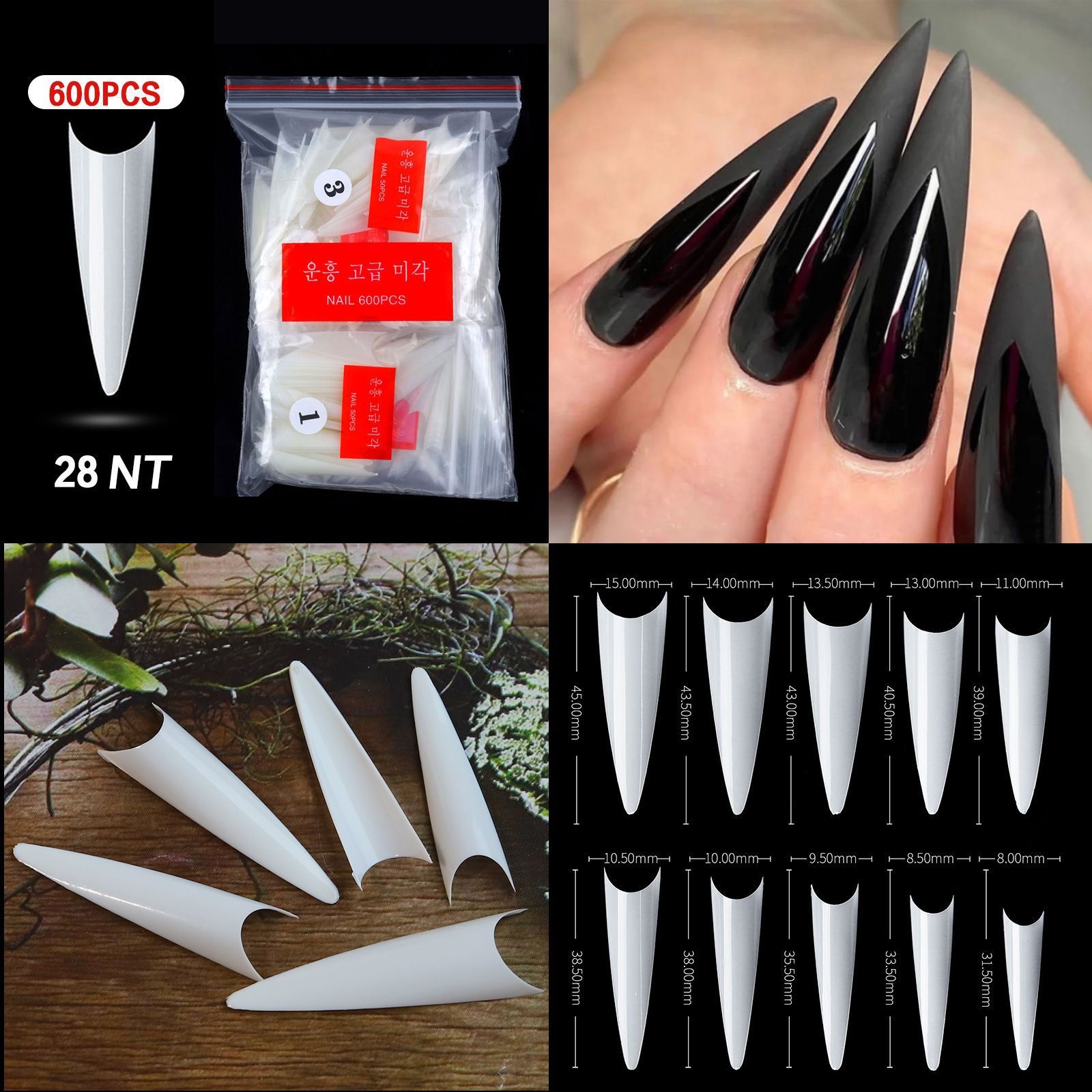 Curve Fake Nails Clear Natural Acrylic Artificial Nail Art Tips 500pcs