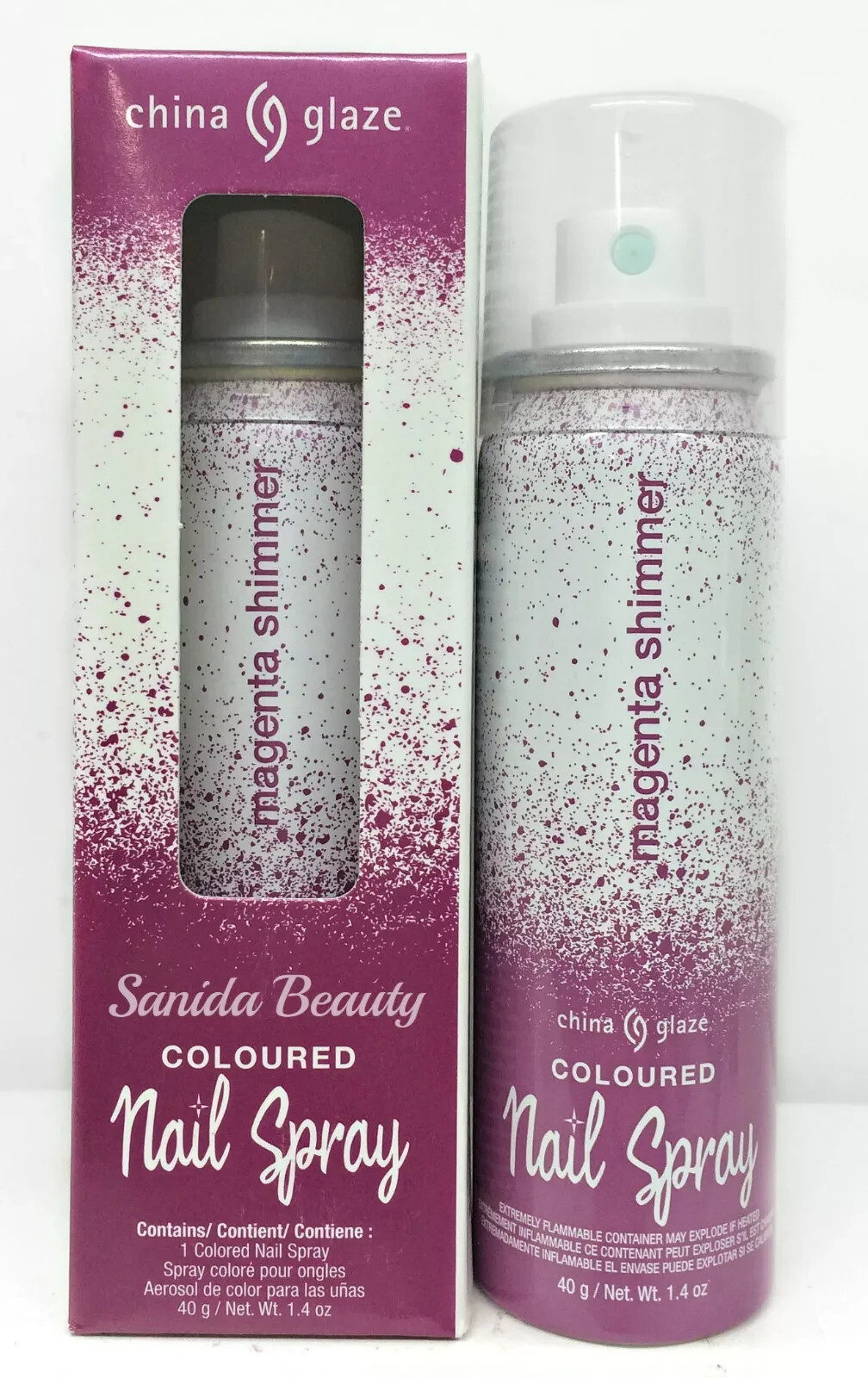 China Glaze Nail Lacquer COLOURED NAIL SPRAY 1.4oz/40g – Magenta Shimmer 12 pack