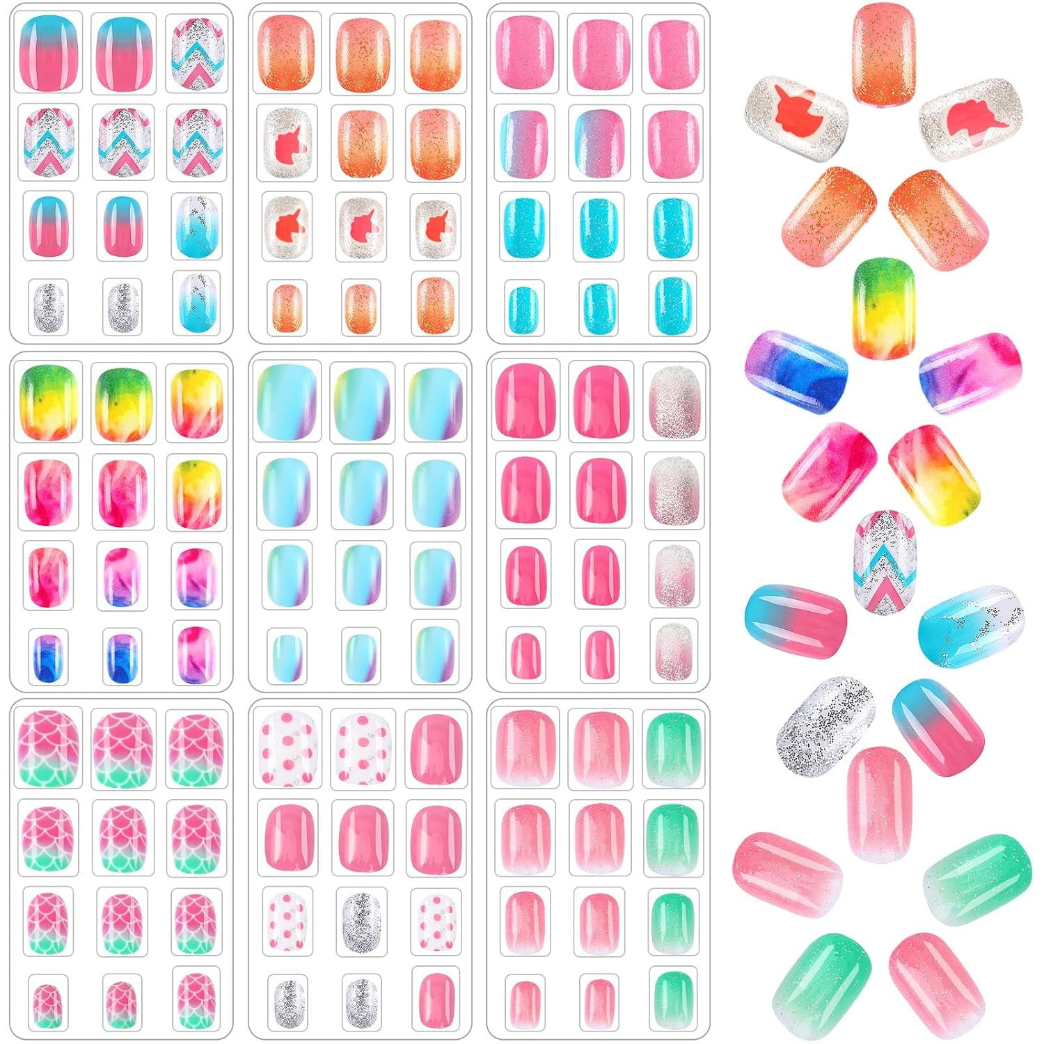 108Pcs Kids Press on Nails, Full Cover Stick on Nails for Girls | Acrylic False