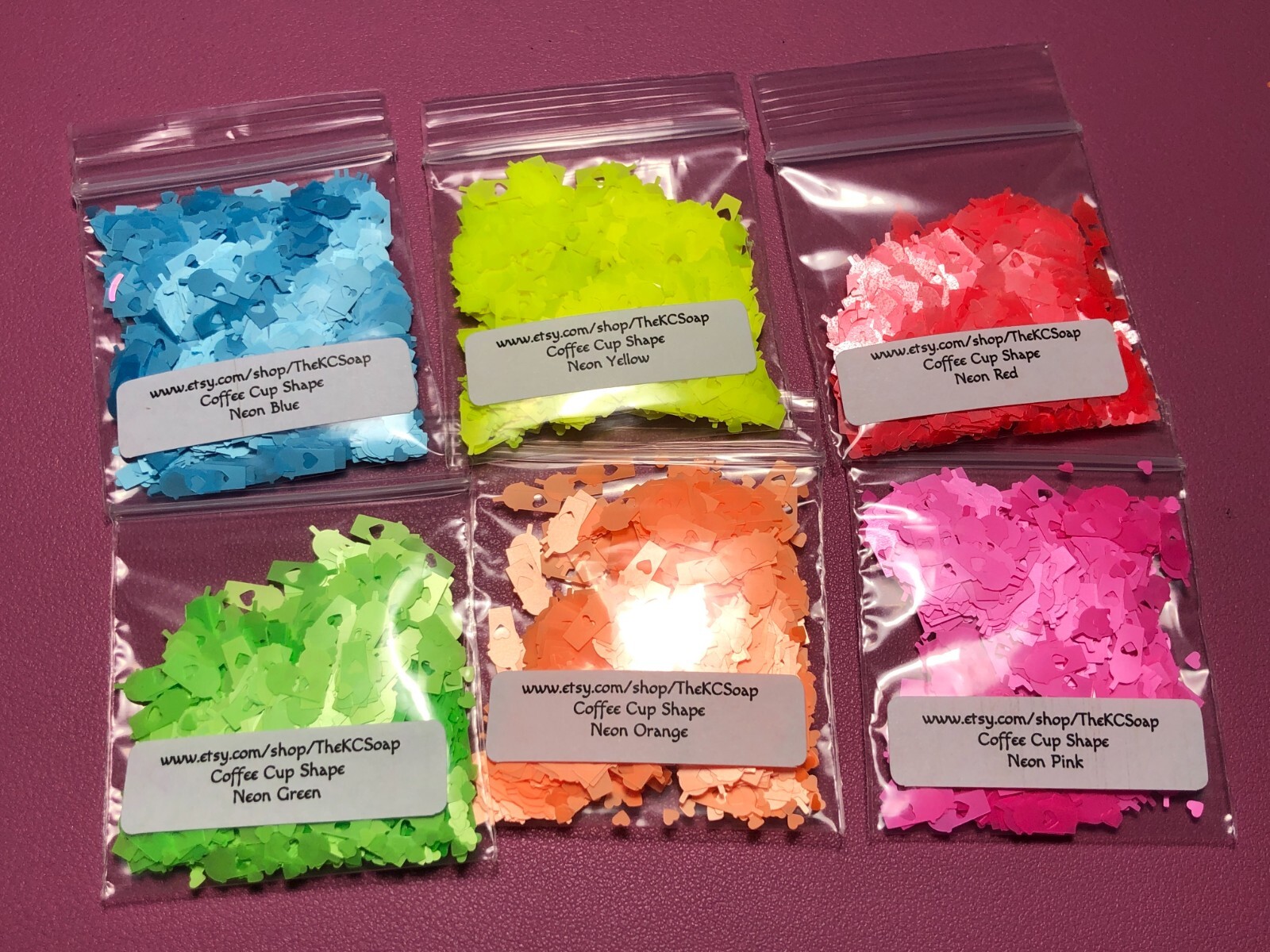 1OZ Solvent Resistant NEON GREEN COFFEE CUP Shape Glitter Epoxy US Seller
