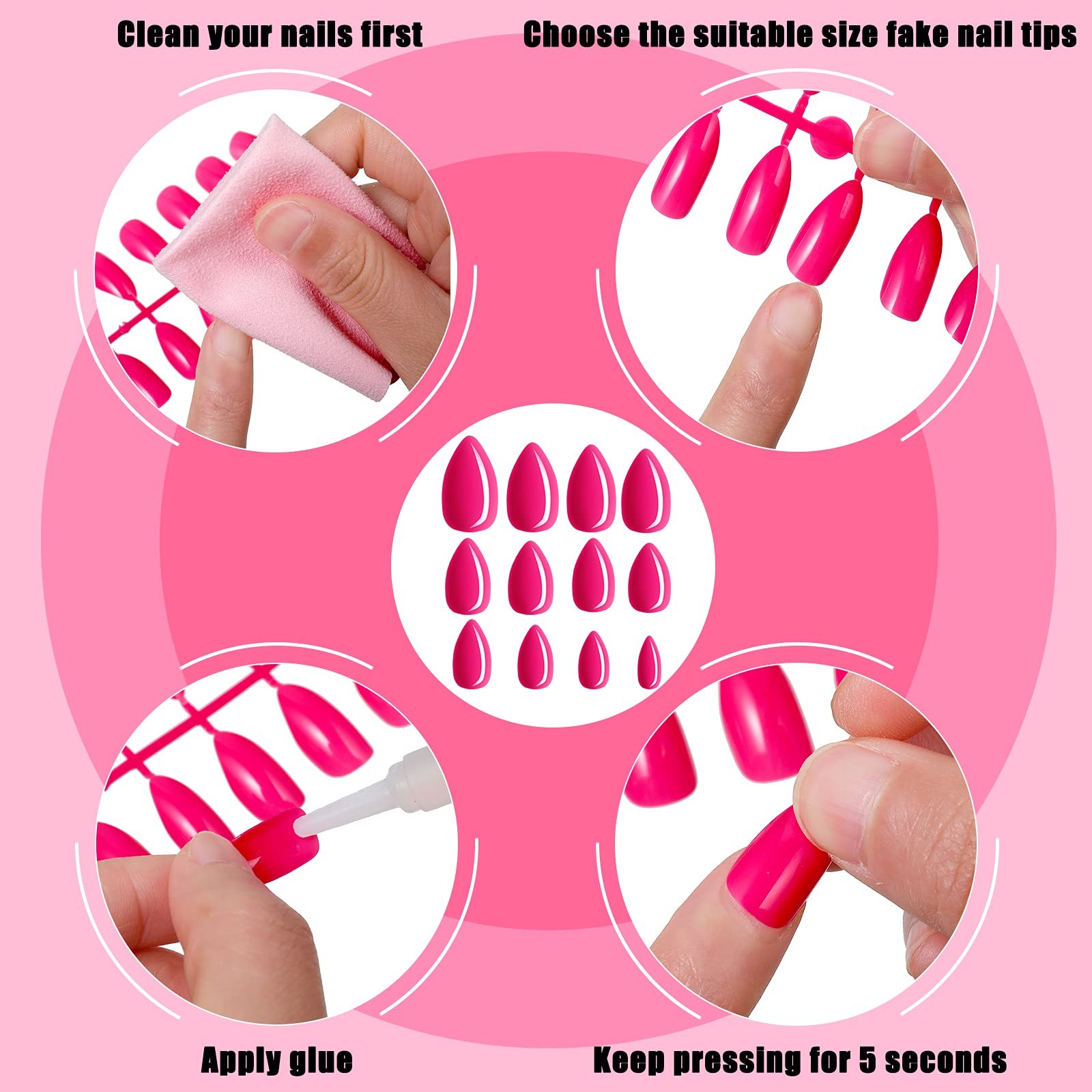 Almond Press on Nails 36 Colors 864 Pcs Press on Nails, Glossy Full Cover Fak…