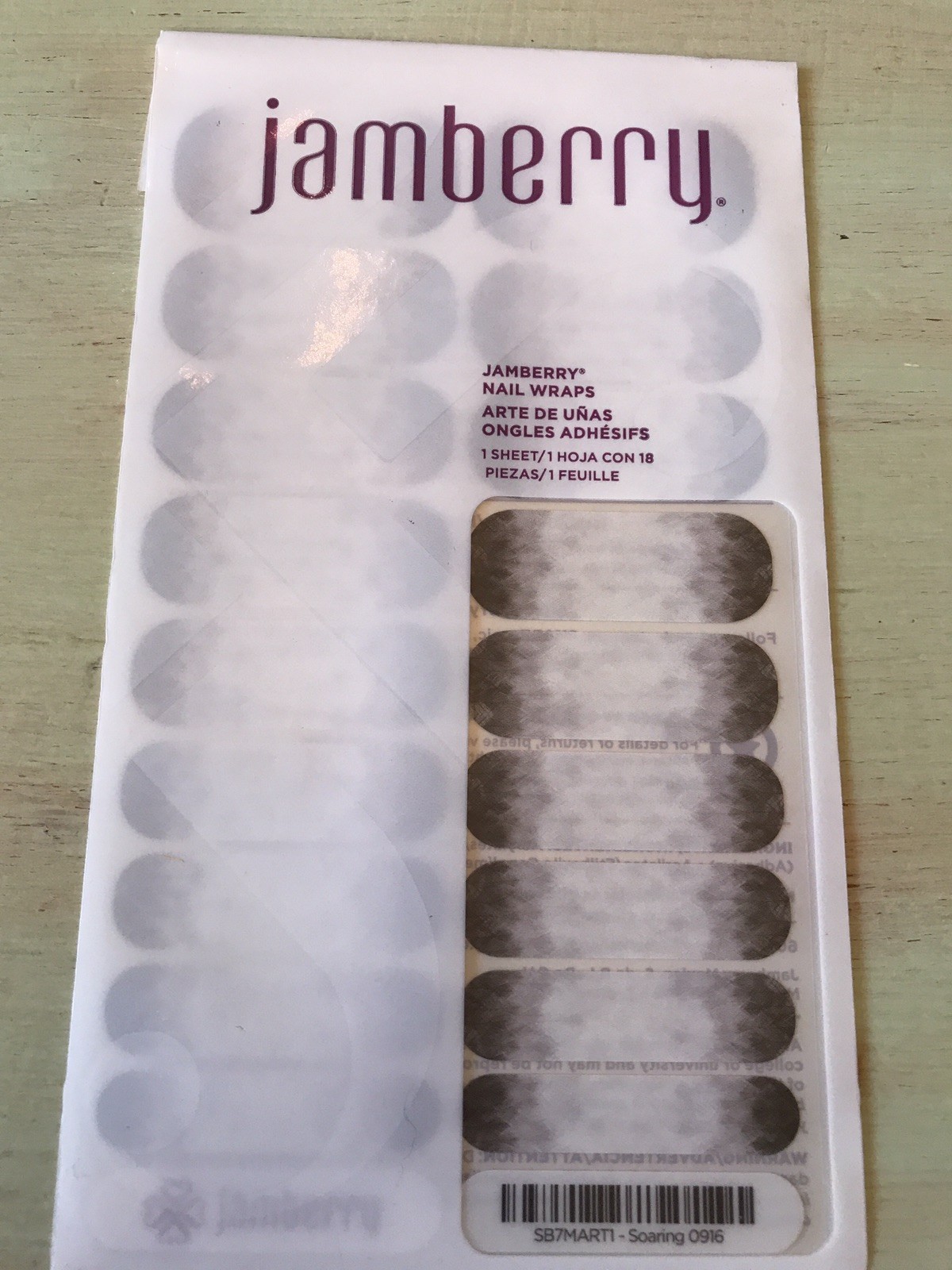 Jamberry Nail Wraps Soaring Black Gray White Ombré Full Sheet Stylebox Exclusive