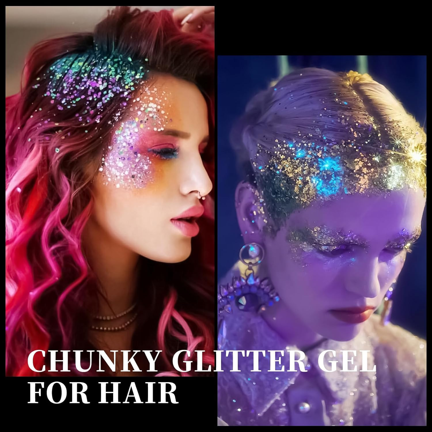 16 Colors Chunky Fine Mixed Holographic Glitter Gel Set for Face and Body Makeup
