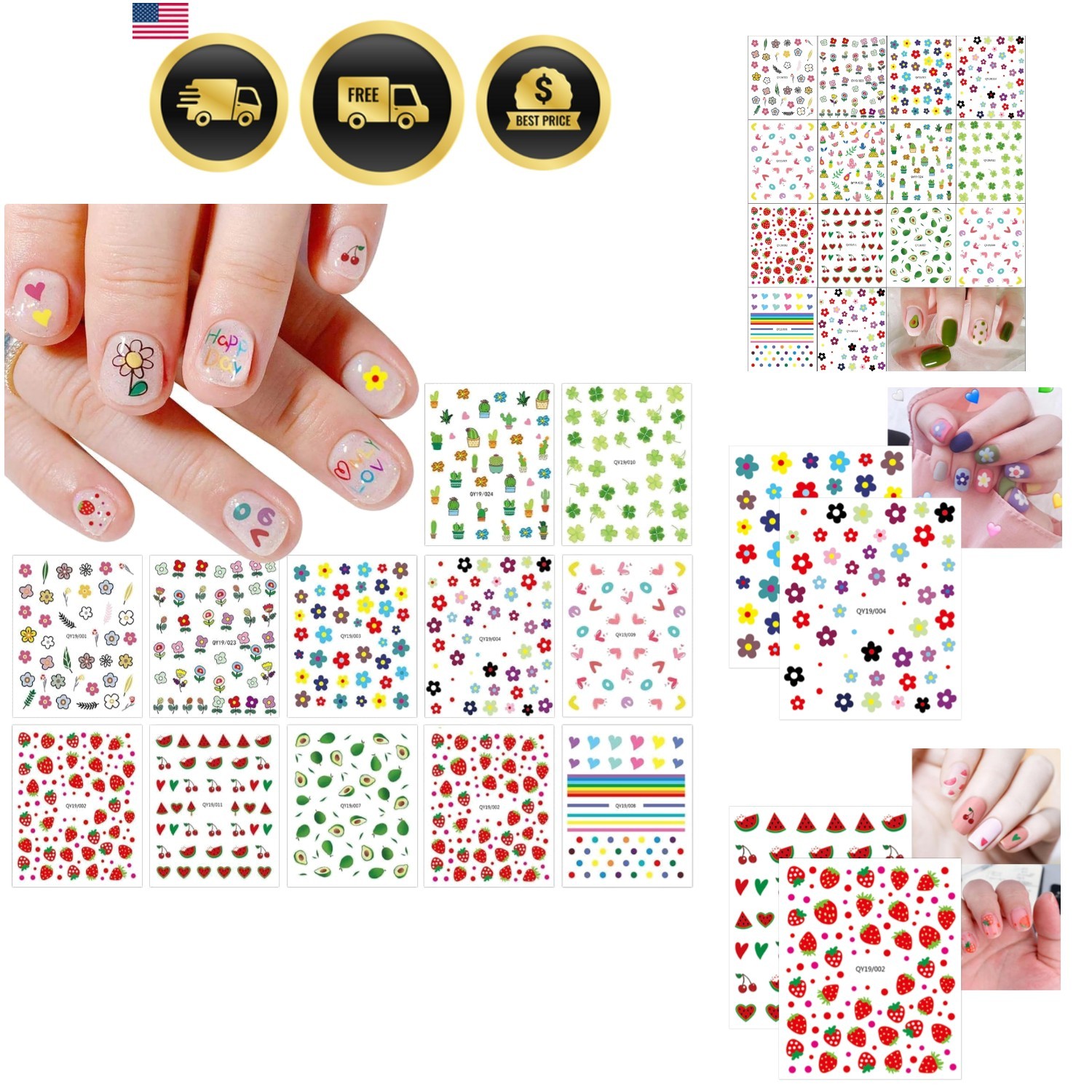 14 Sheets Cute Nail Stickers for Kids Nail Art Stickers Decals Self-Adhesive …