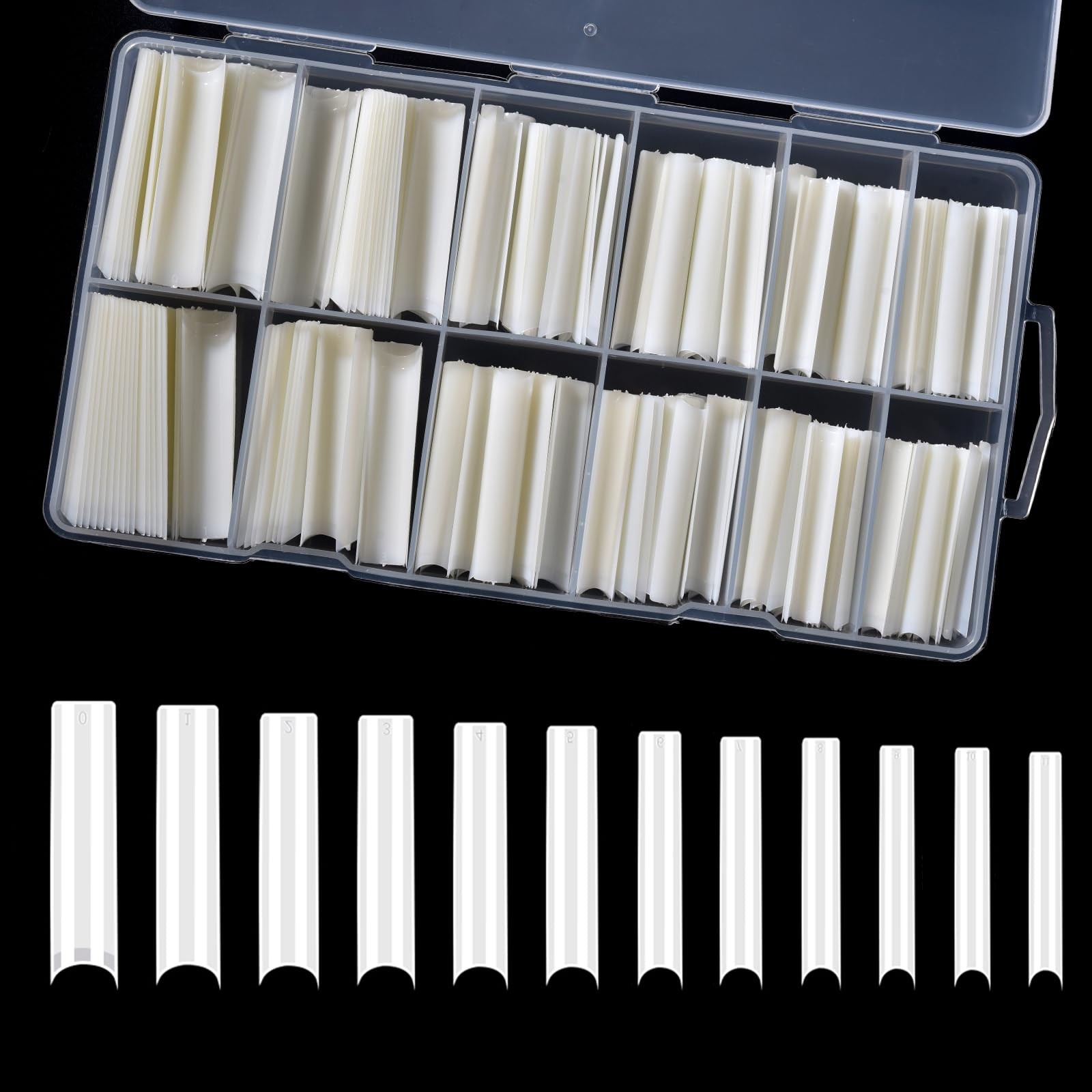 Clear Square Nail Tips, 240PCS 3XL Long No C Curve Nail Tips, Half Cover Flat…