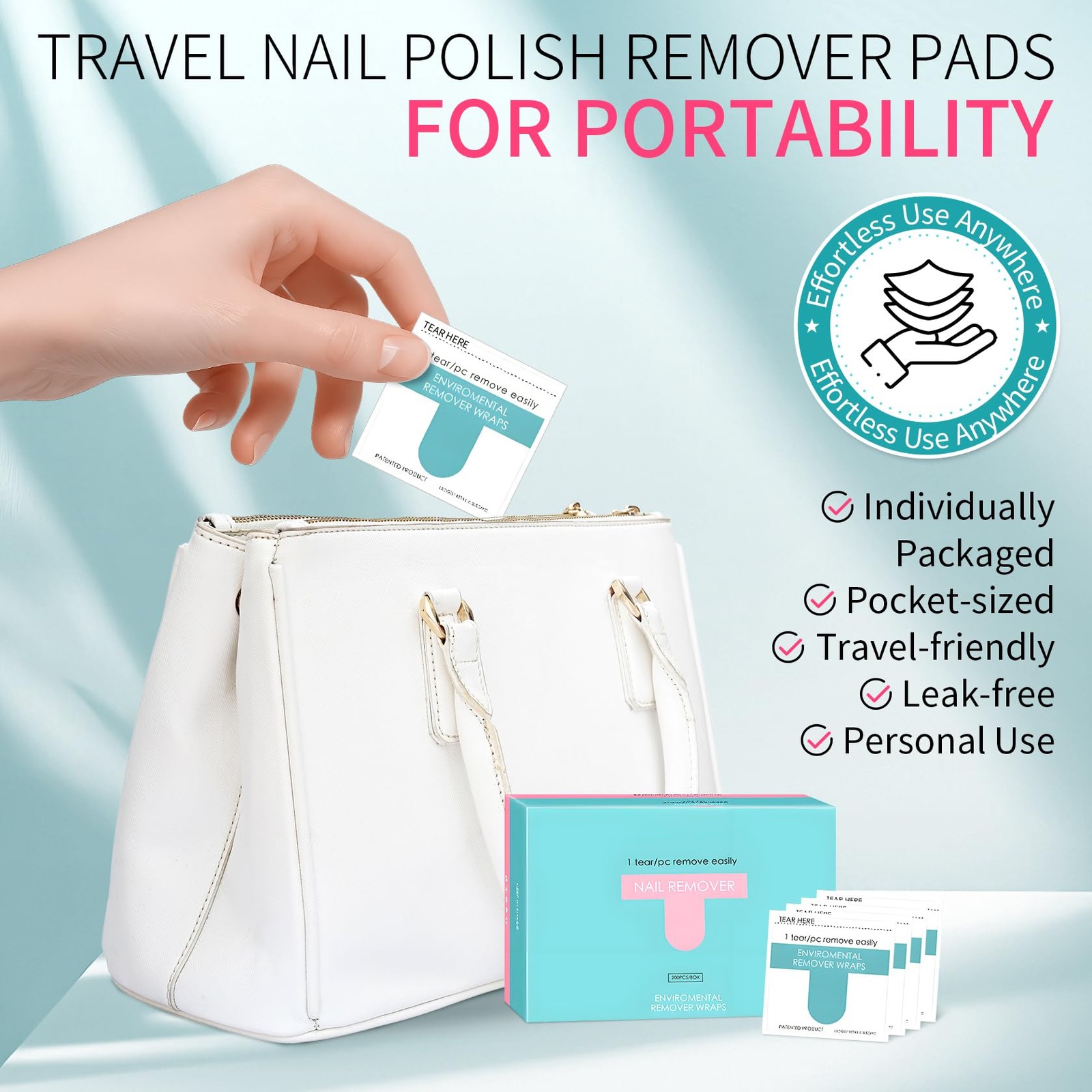 LZXLUKGIR Nail Polish Remover Wipes,200 Pack Individually clear
