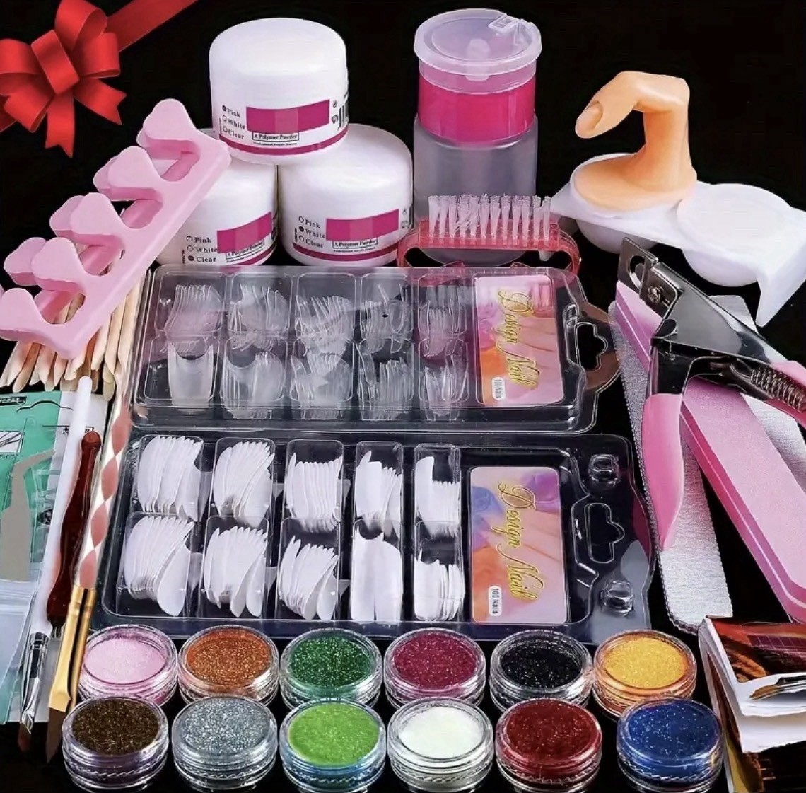 DIY Nail Kit For Beginners With Acrylic Powder Gel, Tools, & Kawaii nail charms