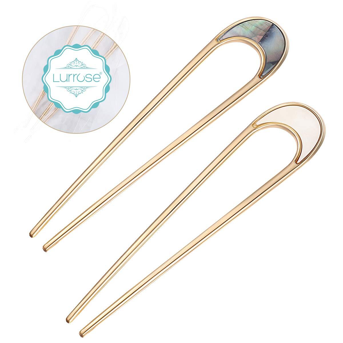 Lurrose 2pcs Hair Sticks Vintage Metal Pins Moon Elegant As Shown