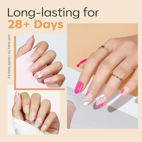 Short Oval Nail Tips, Pre-shaped Round Full Cover Fake Nails A8-Short Oval