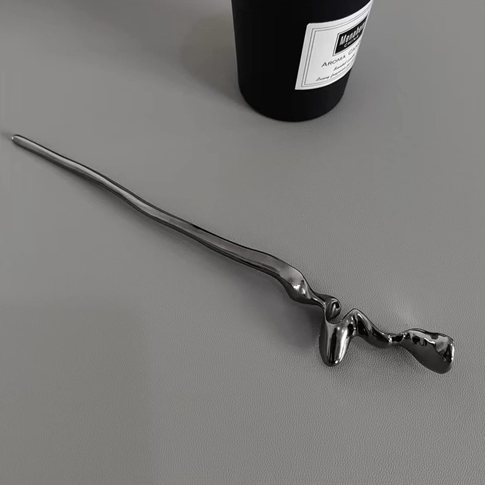 2Pcs Irregular Lines Hair Chopsticks, Chinese Sticks Silver, Black