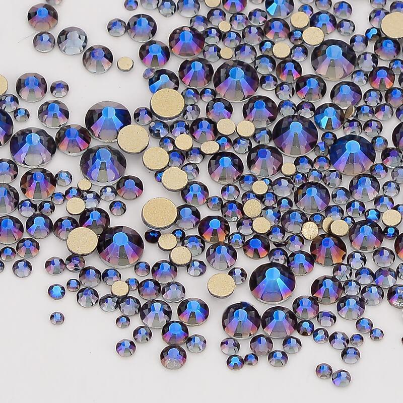 1440pcs Mix Size Violet FlatBack Rhinestones For Nail Art Crystal SS3-SS20
