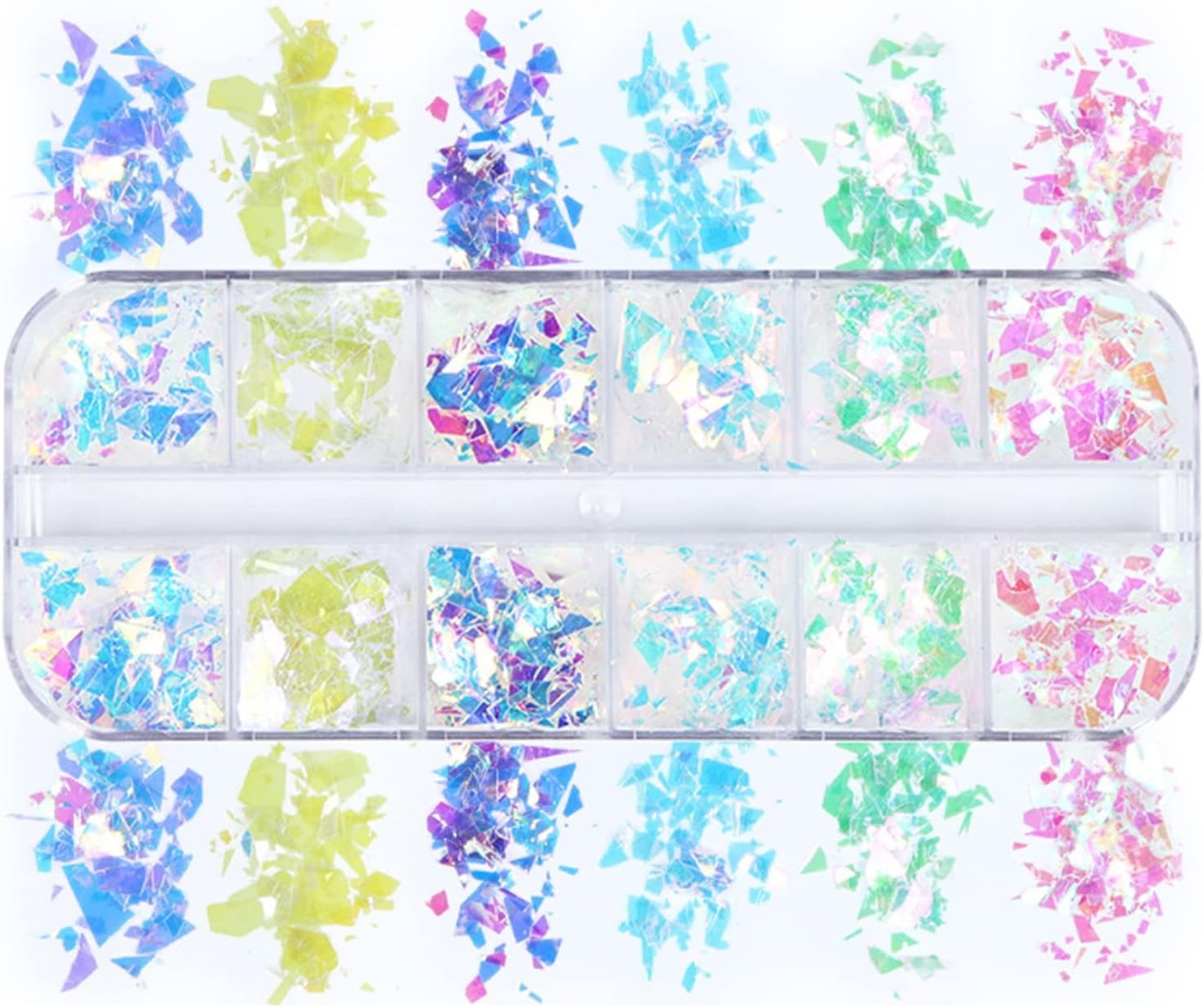 Iridescent Glitter Nail Art Sequins, Holographic 3D Irregular Ultra Thin Nail Ar