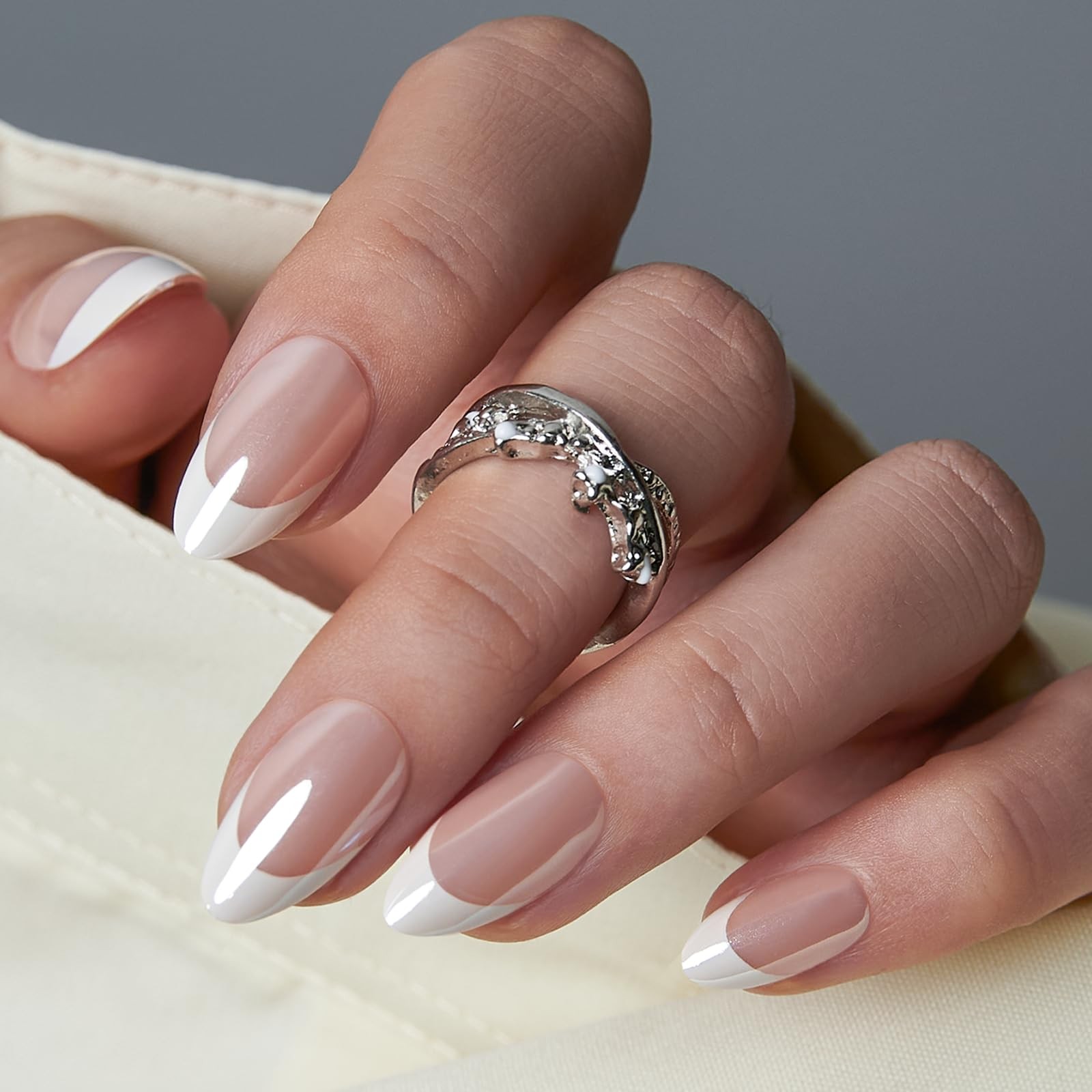 CurvLife Soft Press on Nails, 30Pcs 15 Sizes French Nail Tips, Full Cover Des…