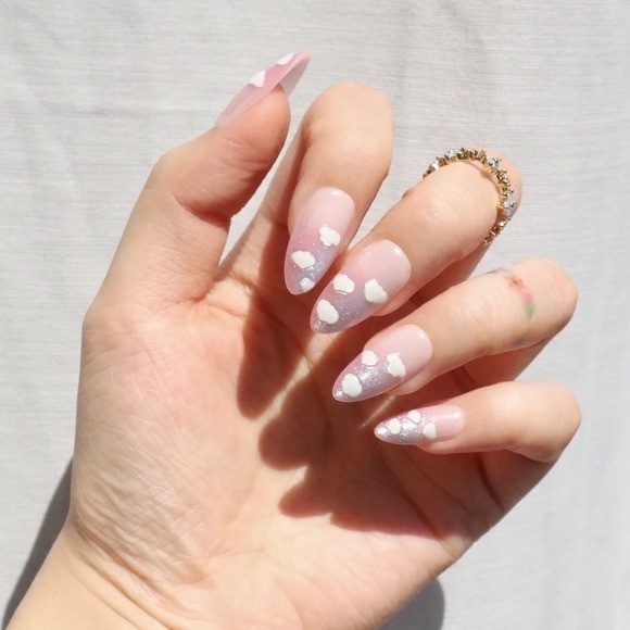 Nail Reformation Pink Purple Iridescent Cloud Press On Nails Almond Kit 30ct