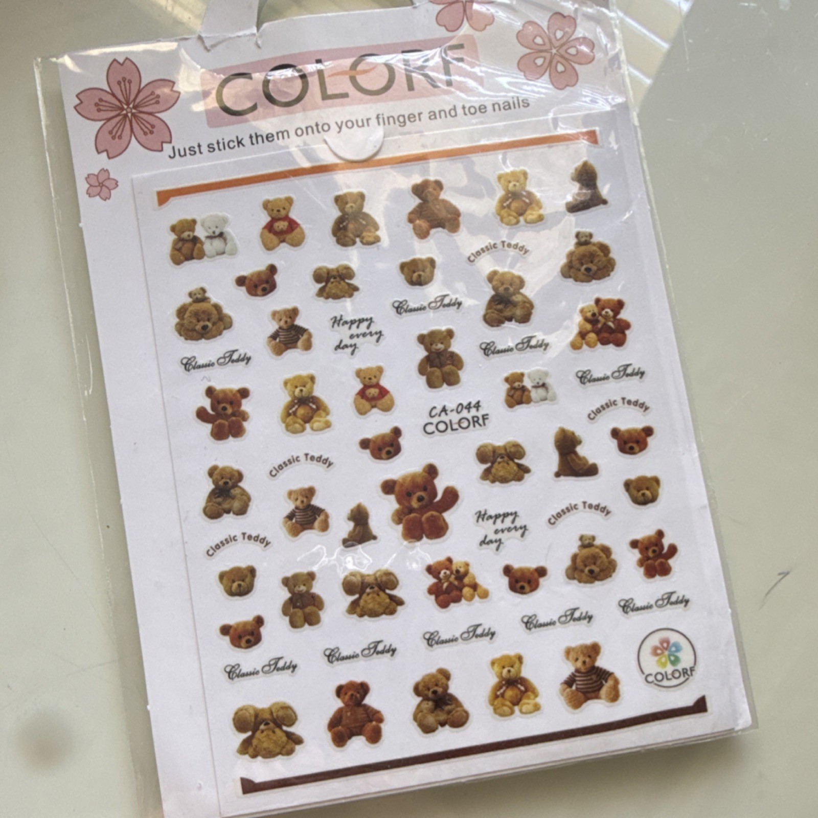 Brand new teddy bear nail art sticker sheet
