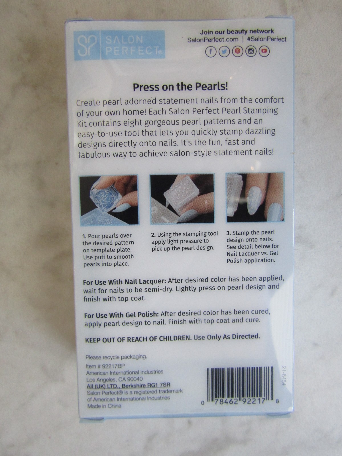 NIB Salon Pearl Perfect Stamping Kit Sparkle Blue, Pearls, Plate Puff, Tool