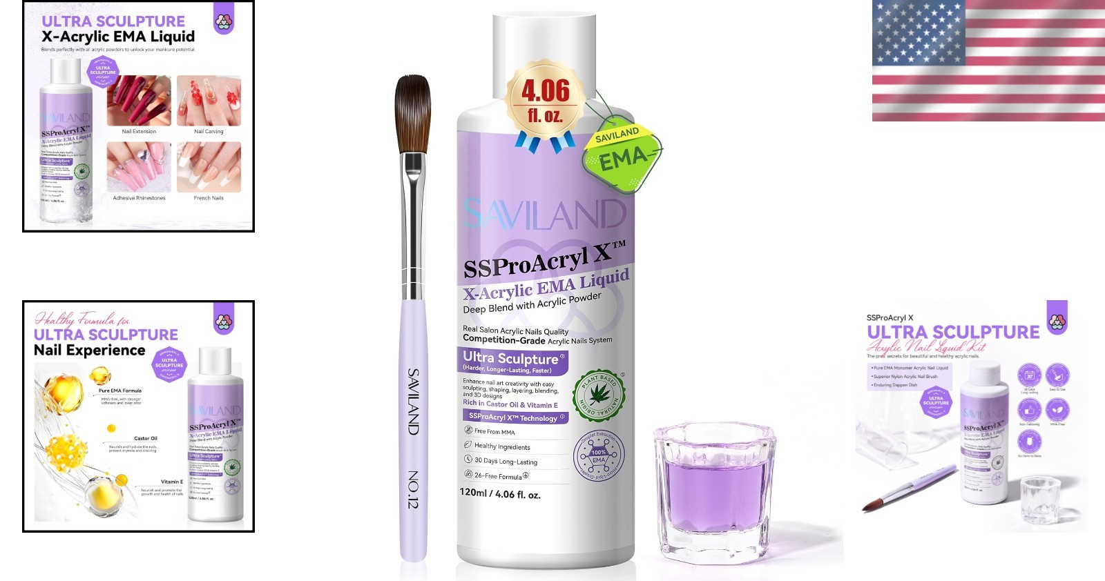 Acrylic Nail Monomer 4 Oz – Includes Brush, Dappen Dish & Moderate Drying Time