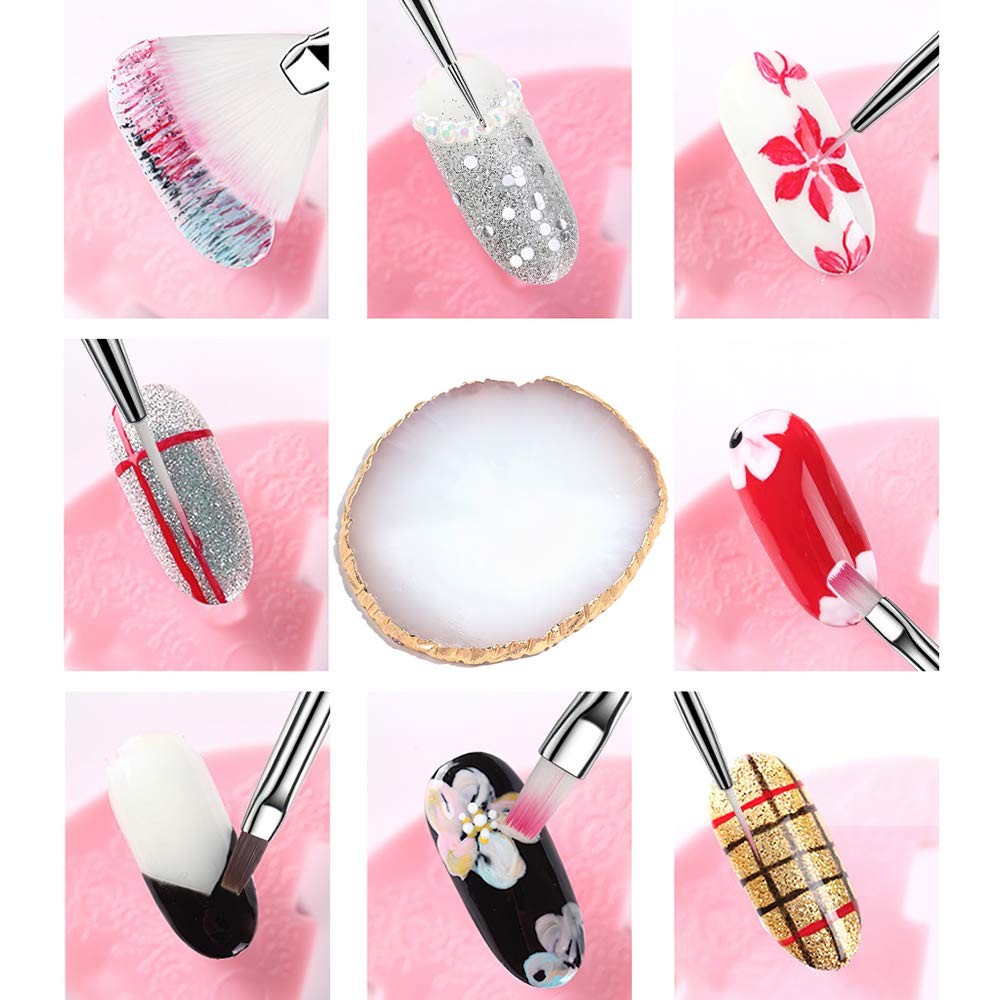 AUOCATTAIL Nail Art Design Tools – 15pcs Painting Brushes Set with 5pcs 2-way…