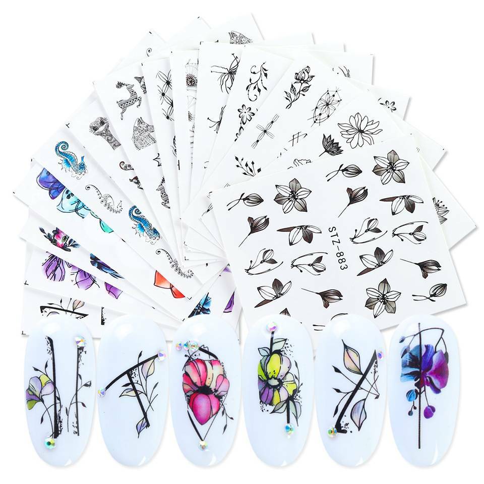 Flowers Animals Water Transfer Nail Art Sticker Decal Decoration DIY Manicure