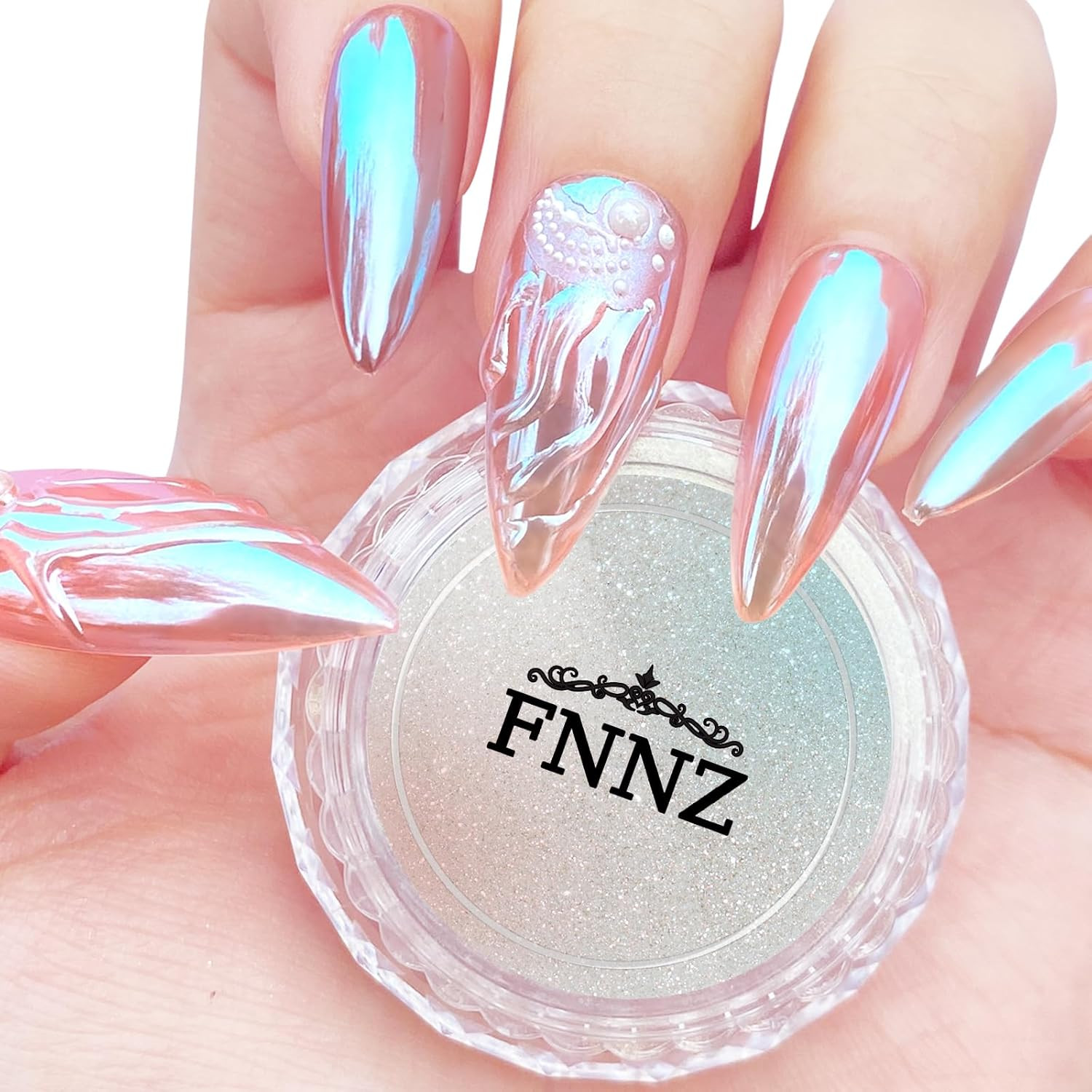 Unicorn Chrome Nail Powder, Aurora Unichrome Mermaid Aurora Nail Powder Pigment