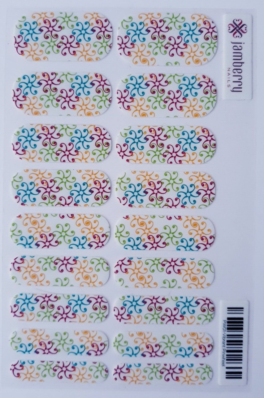 JAMBERRY VIBRANT PINWHEEL FULL SHEET NAIL WRAP TBT AUGUST 2015