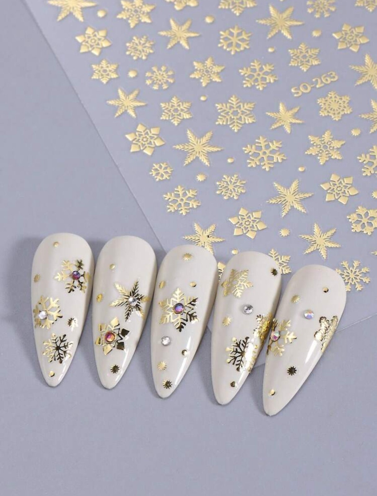 Snowflake Nail Art Stickers Festive Metallic Holographic Xmas Christmas Laser SO