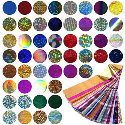 50 Sheets Holographic Nail Foil Transfer Stickers Paper, Nail Art Sticker