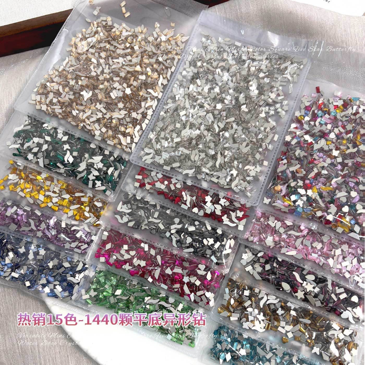 1440pcs Mix Shapes Small Size Flatback Crystal Glass Rhinestones Nail Art Decors