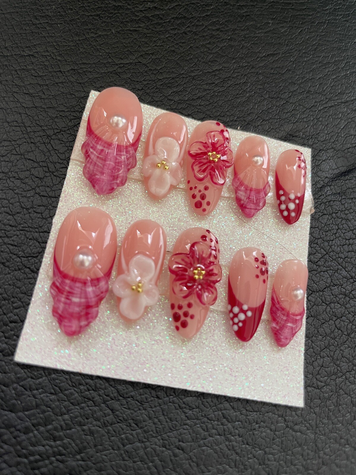 Ocean’s Twilight Press on Nails l Gel nails w/ 3D gel french tips