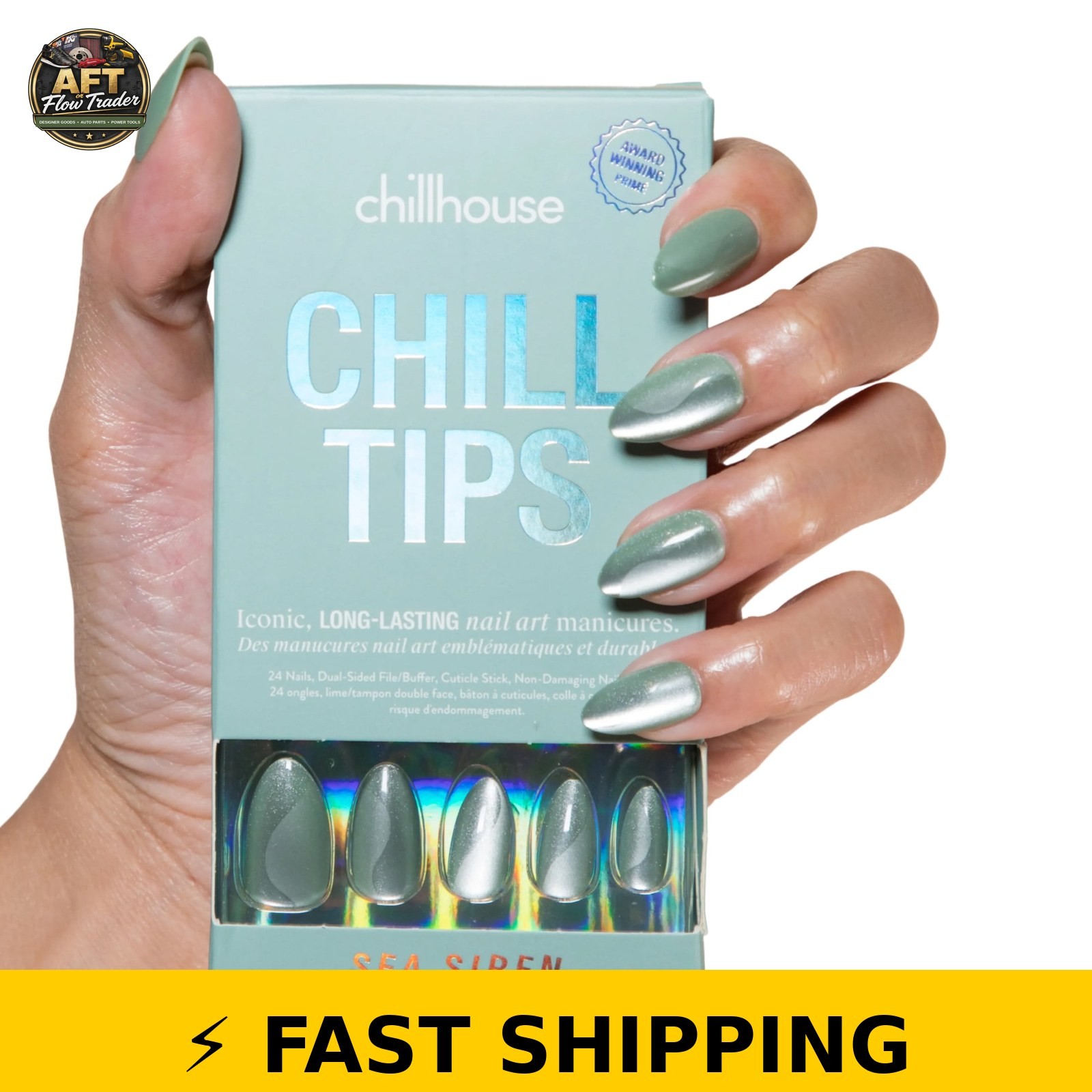 Chillhouse Chill Tips Nail Kit, Sea Siren, Almond Style, 30 Count