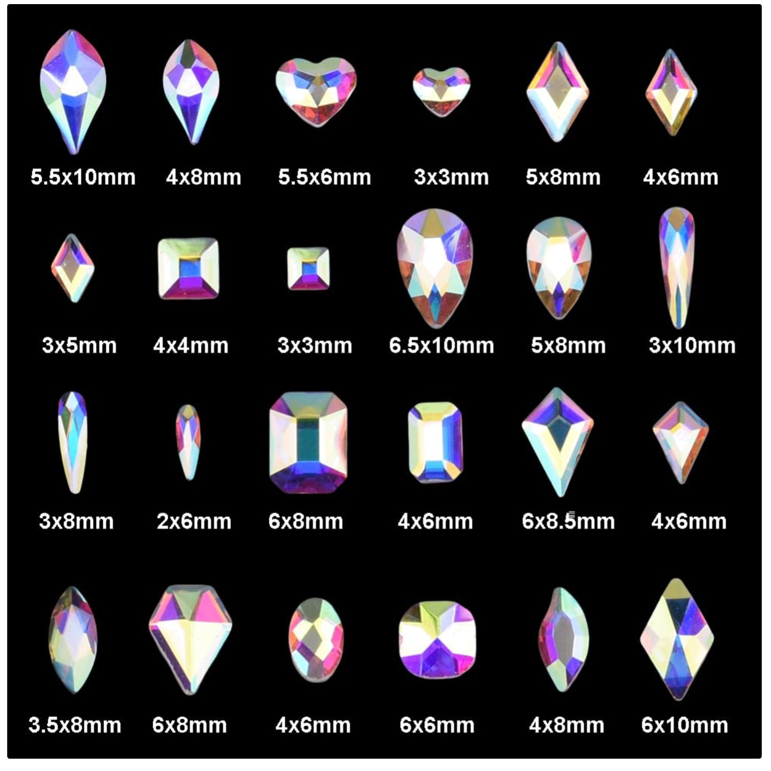240pcs Mix Glass AB Rhinestones | Nail Art Gems Set