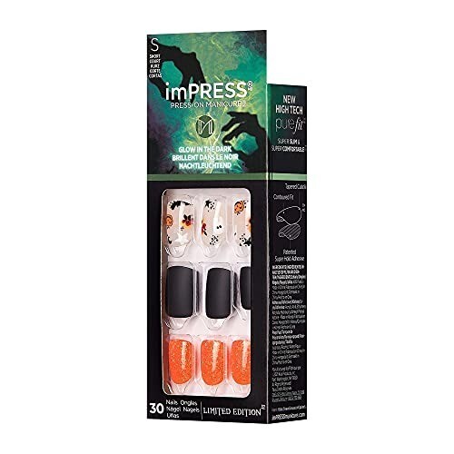 imPRESS Halloween Glow In Dark Press-On Nails HAUNTED Pumpkins Ghosts Witches