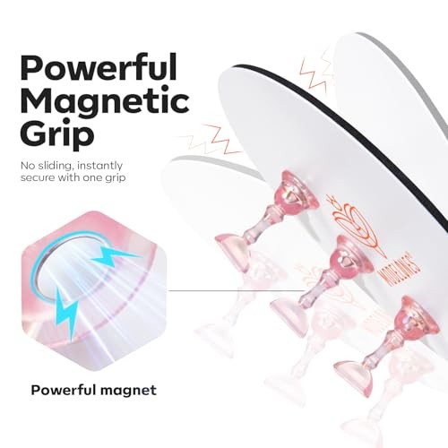 Magnetic Nail Stand Kit Aurora Pink Heart Bases 10 Holders 200 Tabs