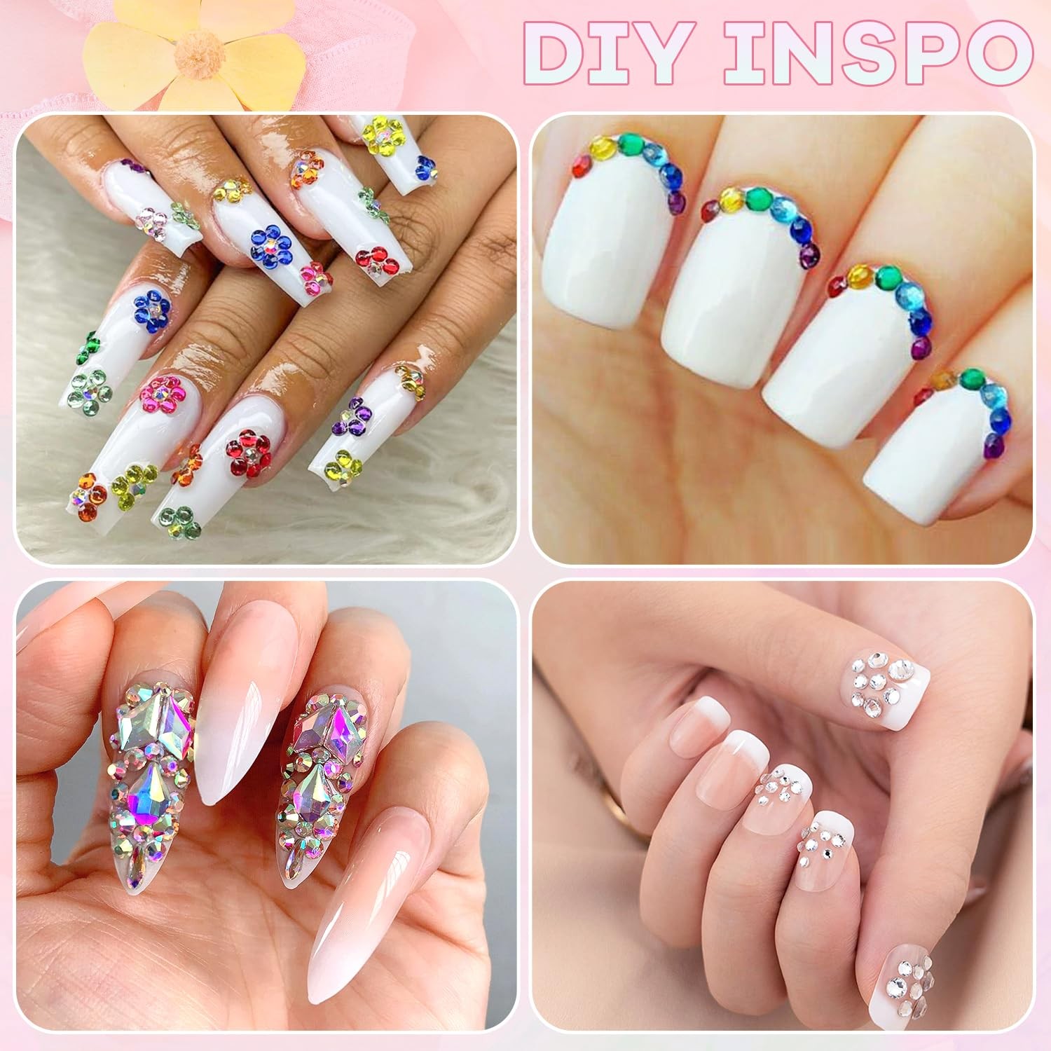 5400Pcs Small Glass Crystal Nail Rhinestones for Nails Colorful Nail Gems