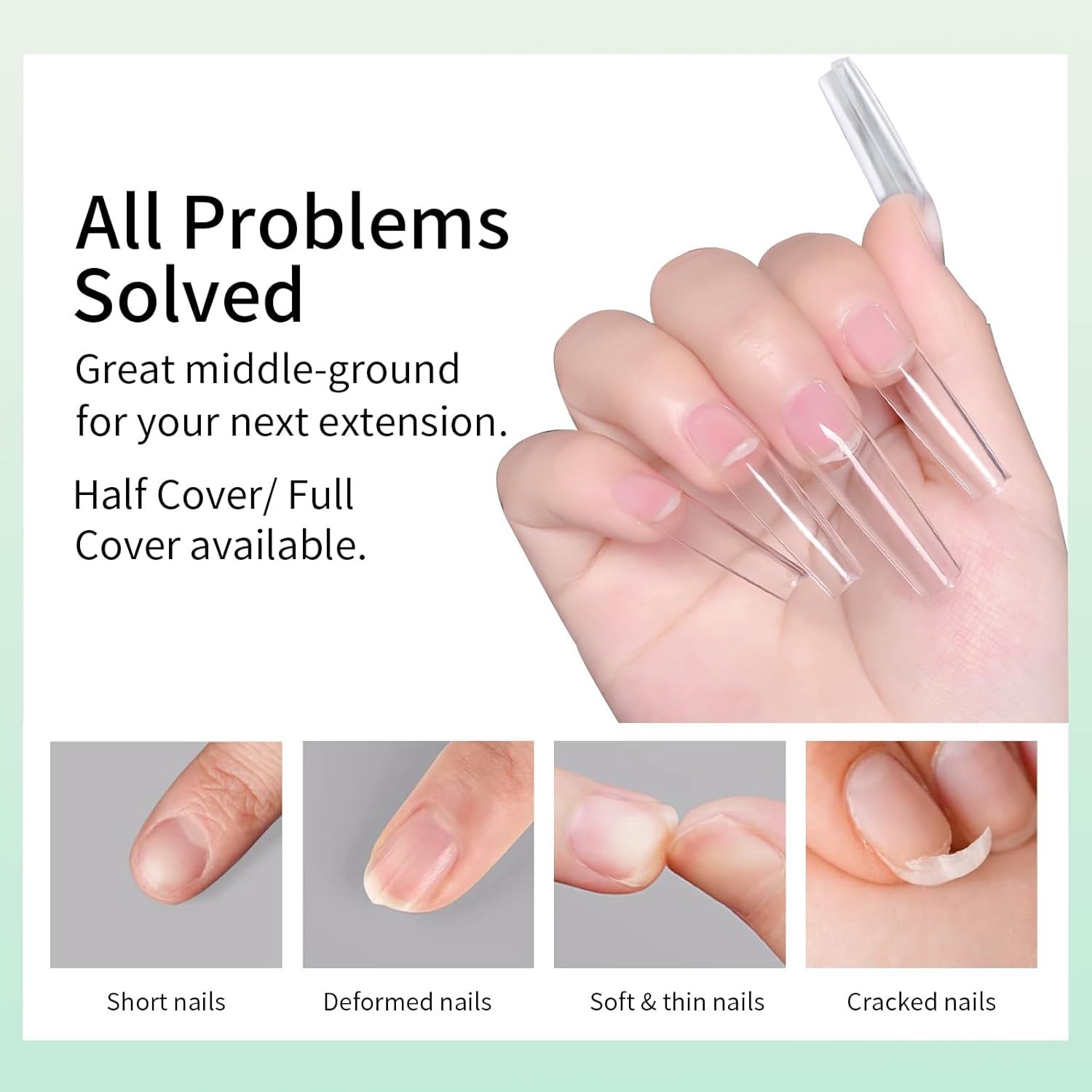 250 Pack XXLong Square Soft Gel Nail Tips – Glossy Finish for Perfect Nails