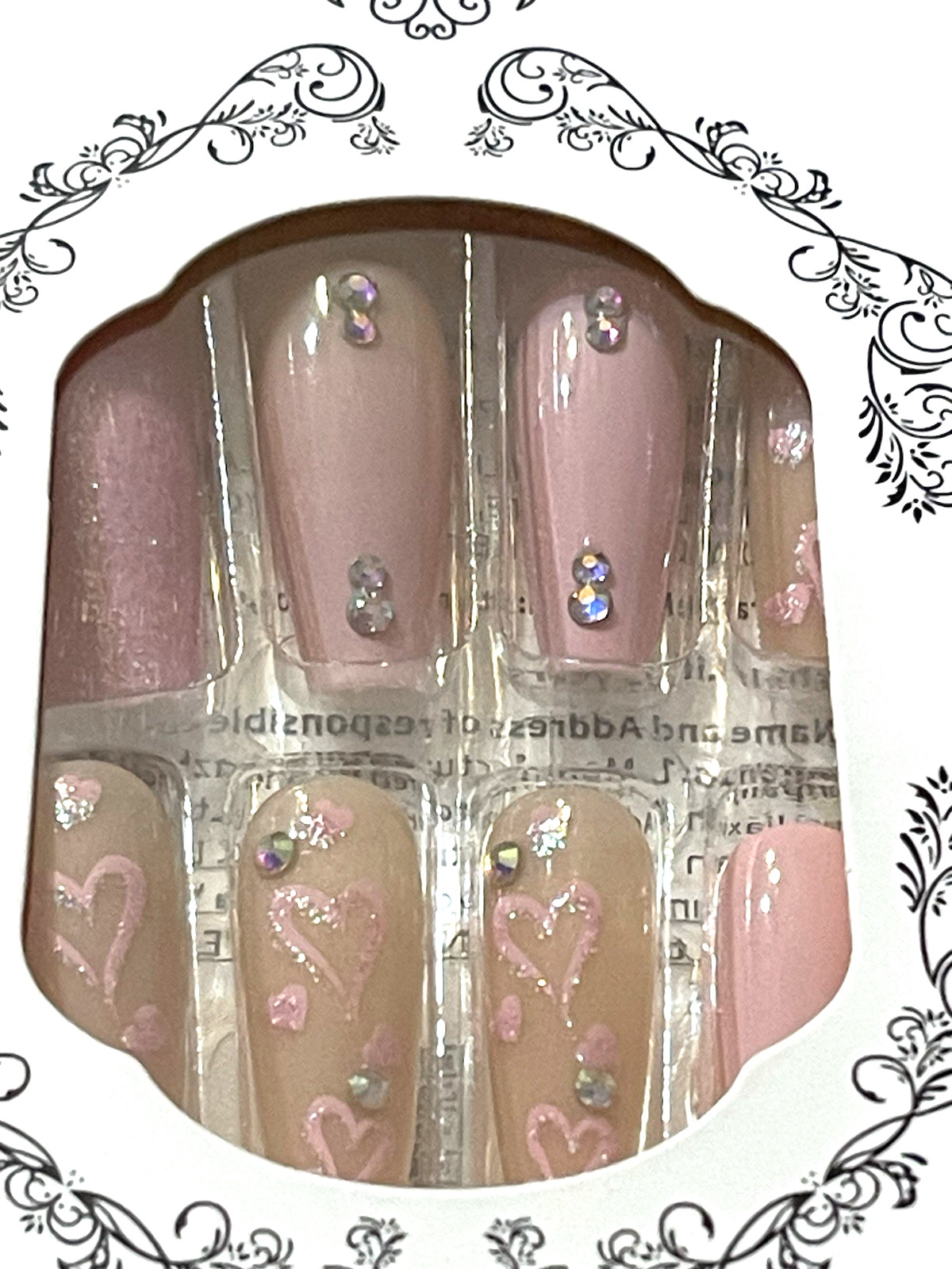 For Wonderful Nail Collection LIGHT PINK GLITTER Fake Nails No Glue Included
