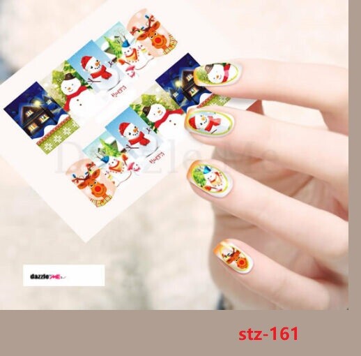 4 Full Wrap Water Transfer Nail Art Sticker Decals Christmas Snowman Santa NS11